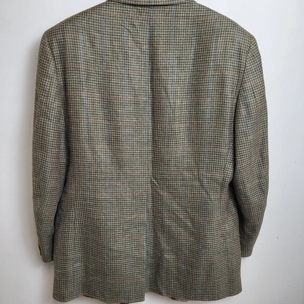 Brooks Brothers 42R Green Tan Houndstooth Wool‎ Sport Coat Menswear Blazer USA